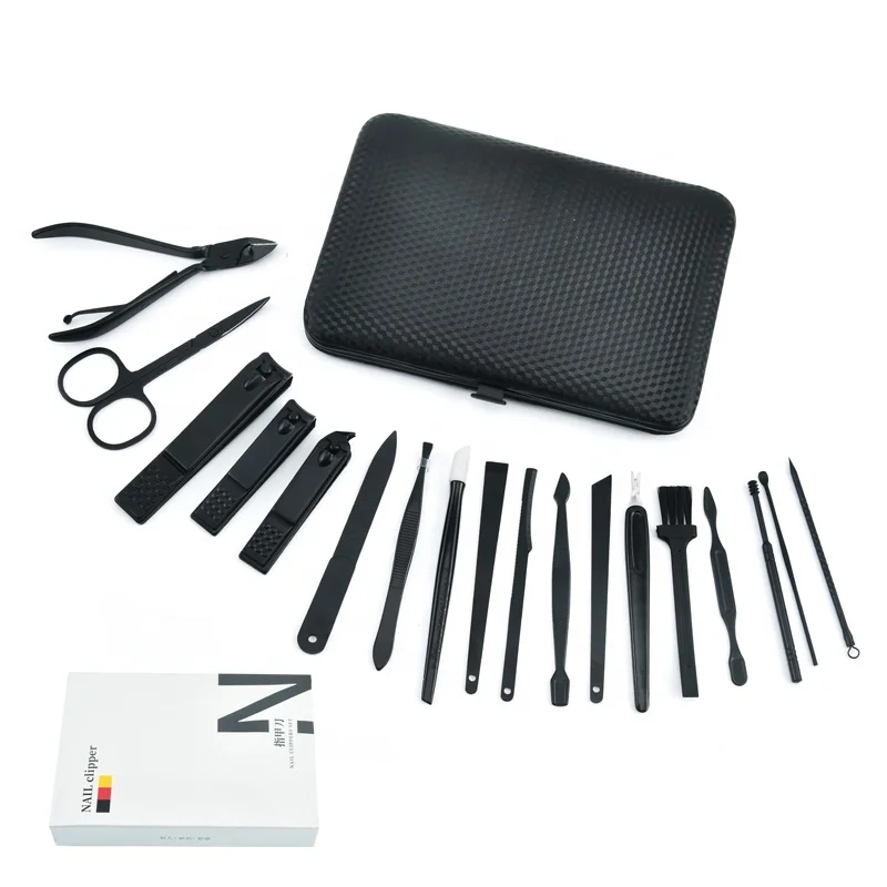 

18 pcs Professional Manicure Set Pedicure Knife Toe Nail Clipper Cuticle Dead Skin Remover Kit Stainless Steel Feet Care Tool Se
