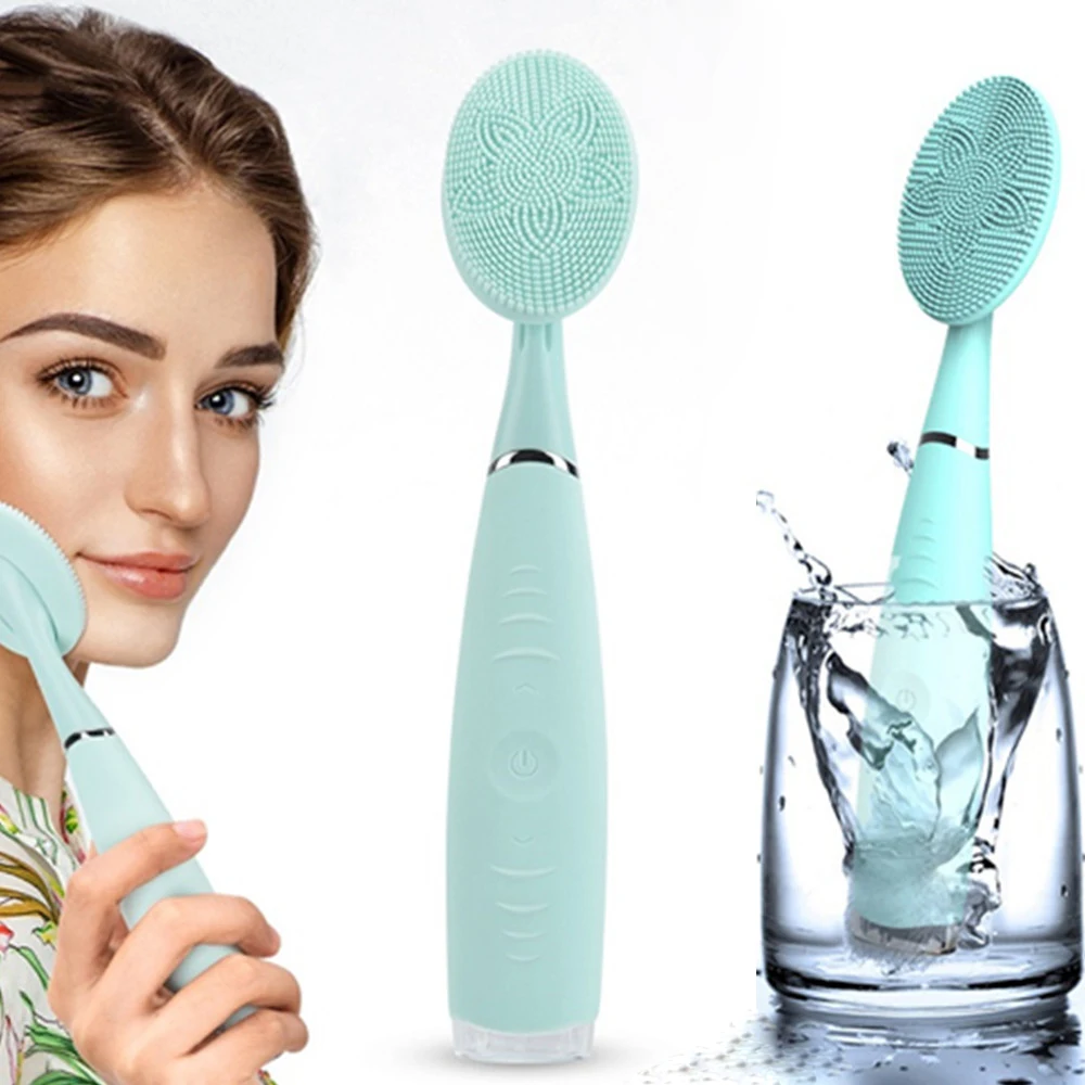 

IPX6 Waterproof with USB Charging Rechargeable Hand-held 5 Adjustable Speed Facial Cleansing Brush for Cleansing and Massaging, Pink, blue