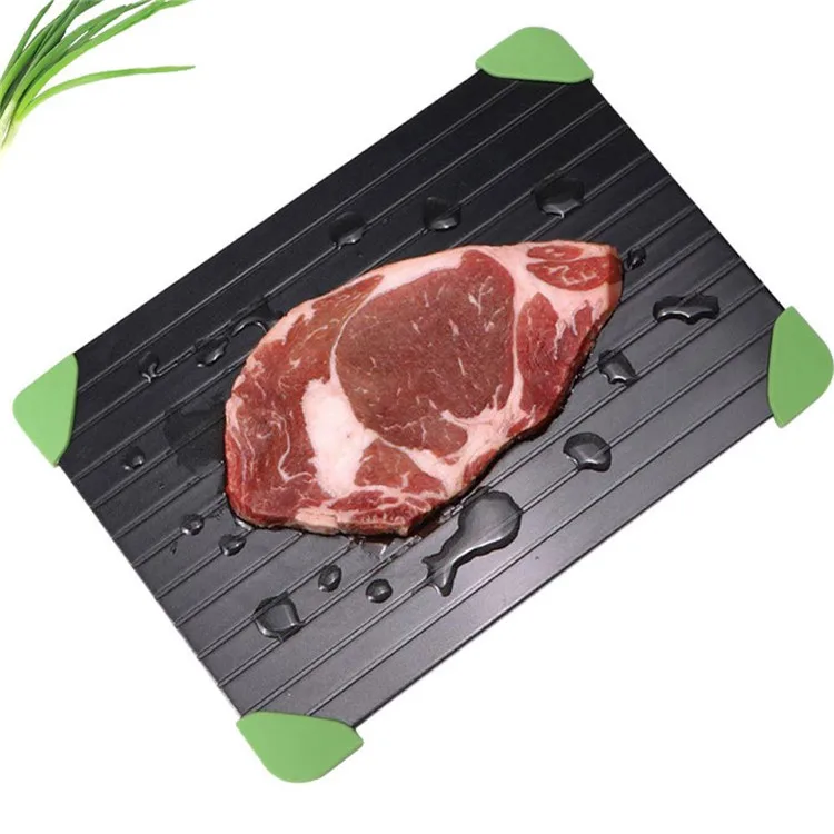 

A680 Aluminum Alloy Texture Defrost Plate Kitchen Thaw Gadget Tool Steak Frozen Food Meat Thawing Board Fast Defrost Tray, Black