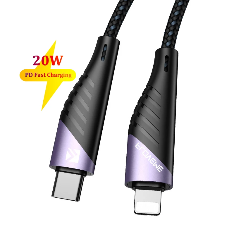 

Free Shipping 1 Sample OK FLOVEME Durable Braided Usb C Data Cable 20W PD Fast Charging Kabel For iphone Charger Cable