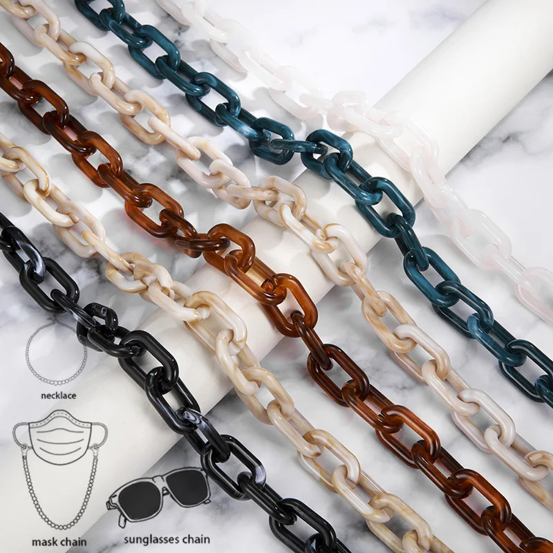 

Thick Sunglasses Acrylic Chain Glasses Women Necklace Big Chain Multiple Color Black Chunky Masking Lanyards Chain Holder, As shown