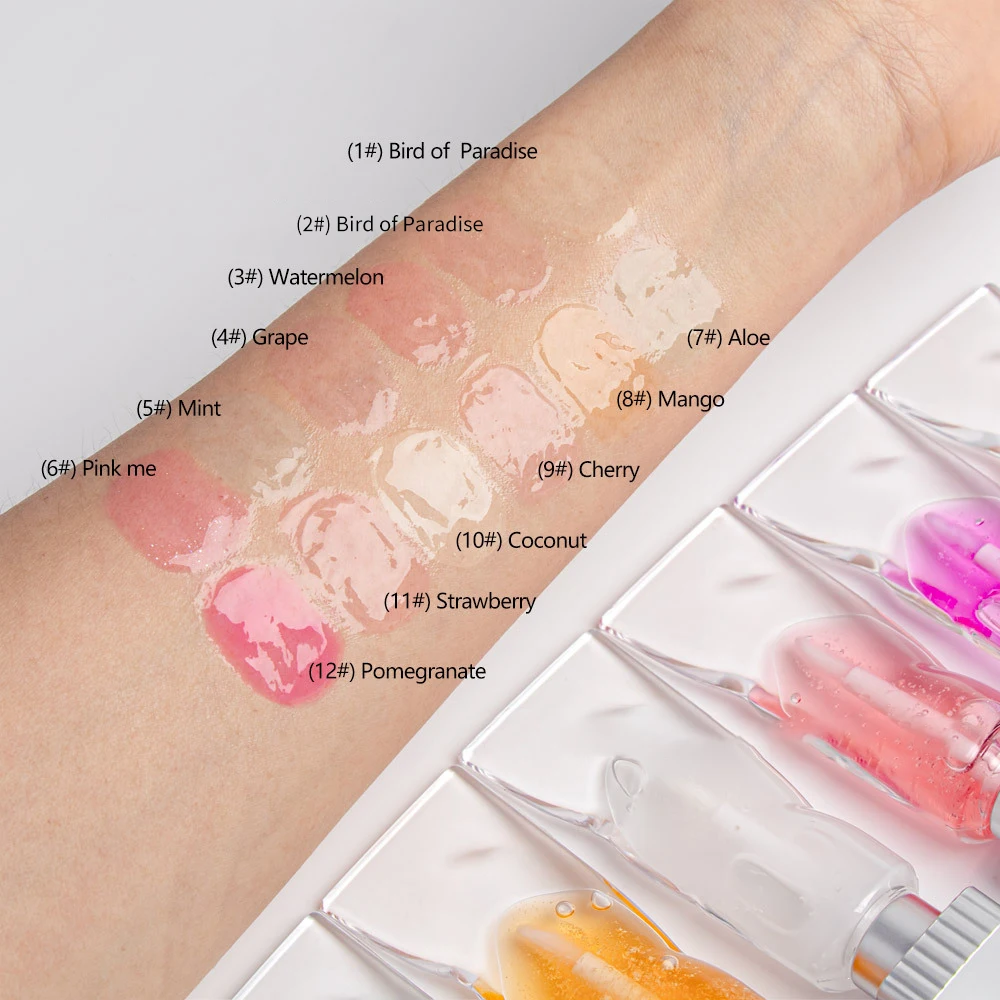 

Low Moq Lip Plumper Gloss 12 Flavouring Oil Fruit Private Label Lip Care Colorful Tint Custom Clear Vegan Lip Oil For Dry L