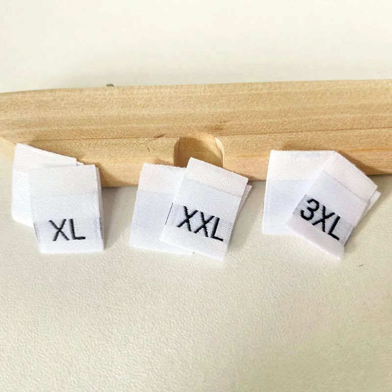 

Wholesale Cheap Labels Custom Design Garment Own Brand Name Center Fold Woven Neck Tags Size Labels