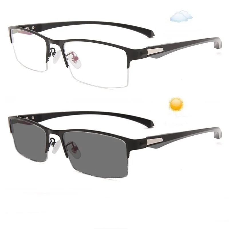 

Old spectacle in the far and near use portable ultralight photochromic half frame TR reading glasses