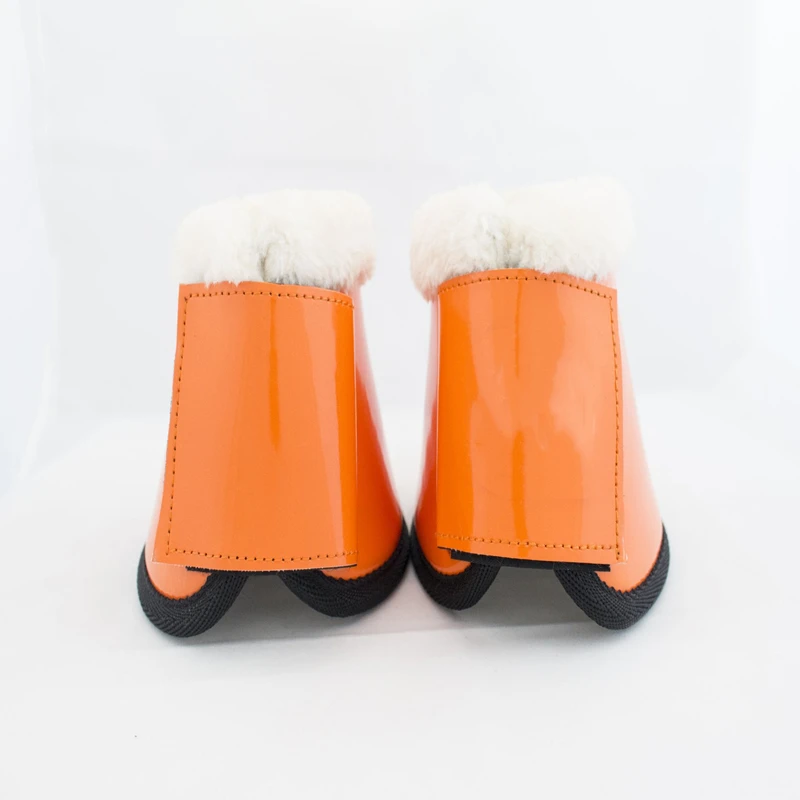 

Lambskin White Fur Horse Bell Boot with Synthetic Leather One Pair, Custom color