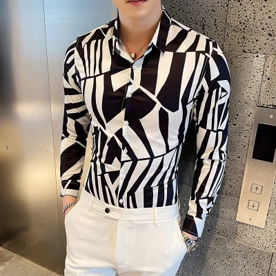 

Hot sale fashion printing slimming casual guy custom plain shirt for men