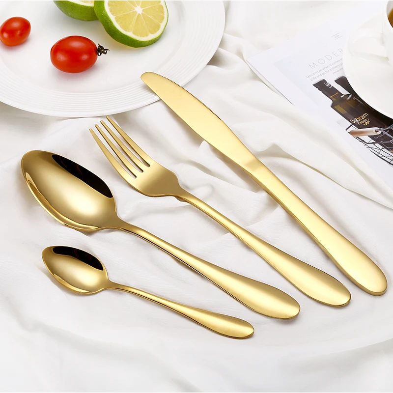 

Hot Sell PVD Plated Stainless Steel Cutlery Set Restaurant Silverware Set Spoon Fork and Knife for Dinner Color Flatware Set, Silver/gold/rose gold/rainbow/black/blue