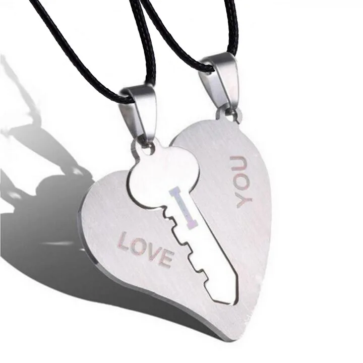 

2022 New Trendy Stainless Steel Key With Heart Pendant Couple Necklace For Girlfriend Valentine's Day Gift