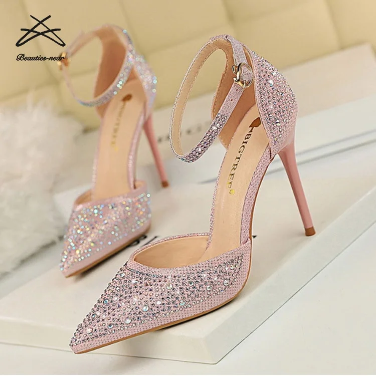 

RTS Ladies Summer Clear Heels Pointed Toe High Heel Sexy Heeled Evening Dress Pumps Women Shoes, White,black,pink,grey,gold,silver, champagne