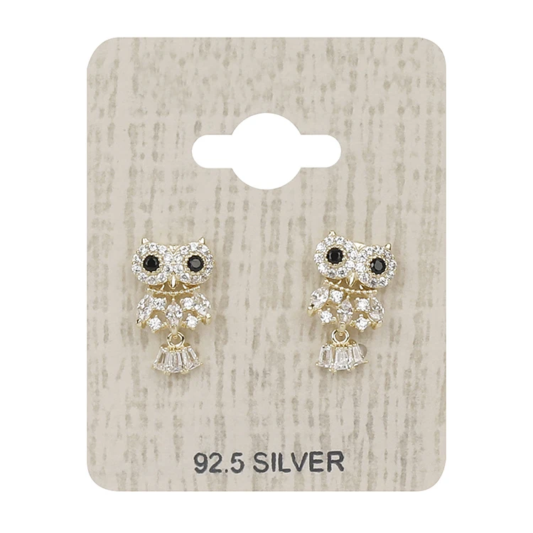 

Owl Zircon Korean Huggie Earrings 925 Sterling Silver Gold Silver Plated Huggie Earrings, Gold plated and silver plated