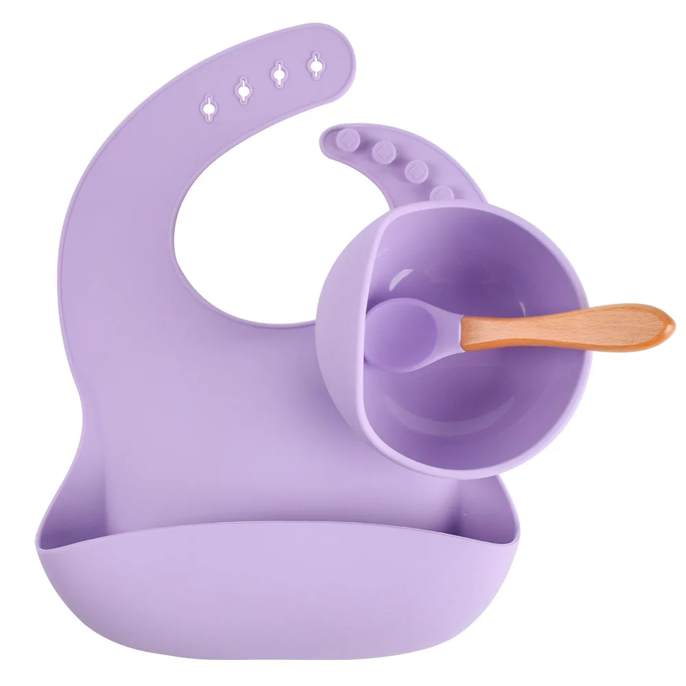 

Low MOQ BPA Free Baby Feeding Bibs Set Silicone Bibs and Bowl Set