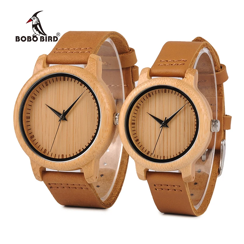 

BOBO BIRD Casual Bamboo Wooden Watch with Leather Band