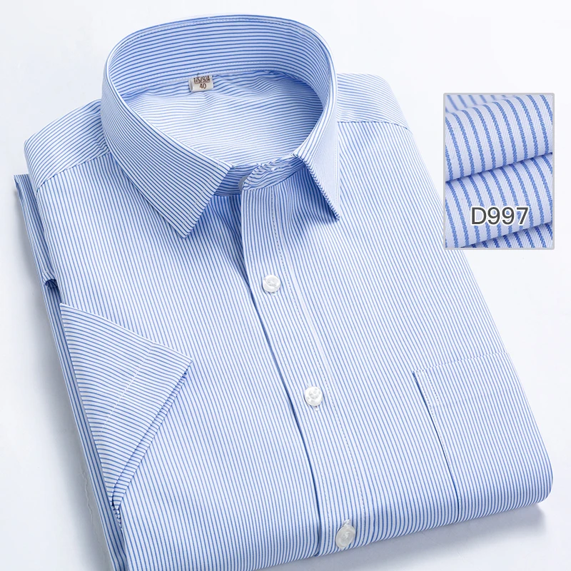 

OEM casual cotton striped men's short sleeve office business shirt for men