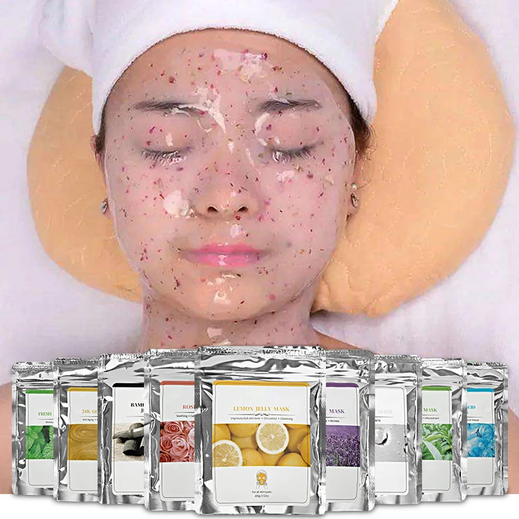 

100g beauty salon moisturizing hydrojelly 24k gold bamboo charcoal rose petal lemon collagen face jelly mask powder
