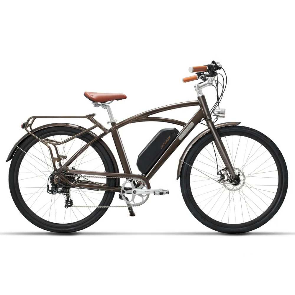 

Classic European Style Vintage Electric Bike 700c 48V 400W Motor City Ebike, Brown