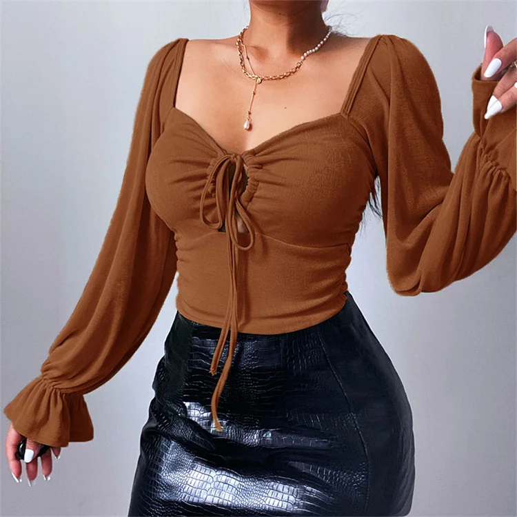

DUODUOCOLOR woman tops fashionable hollow out bandage trendy tops women 2021 boutique clothing women D11064