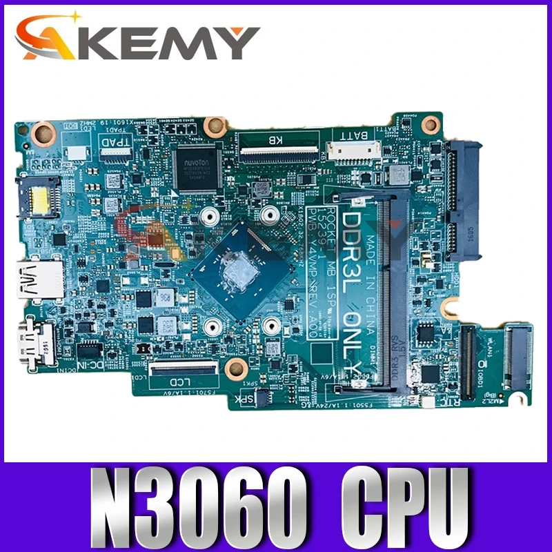 

Original Laptop motherboard For DELL 3162 Core Celeron N3060 Mainboard CN-0P75YT 0P75YT 15239-1 SR2KN