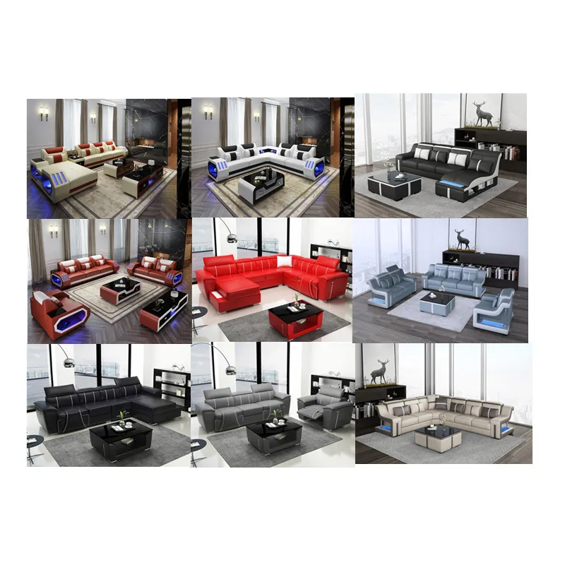 1 2 3 modern leather  sofa set living room furniture