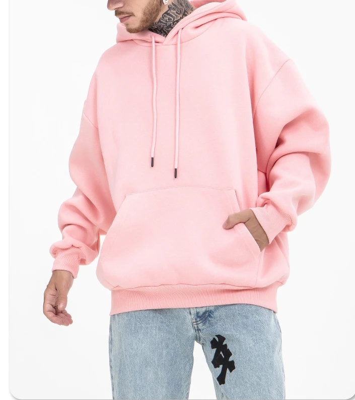 

Drop shipping premium pink oversize hoodie heavy unisex cotton fleece plus size men's hoodies high gsm heavyweight hoodie
