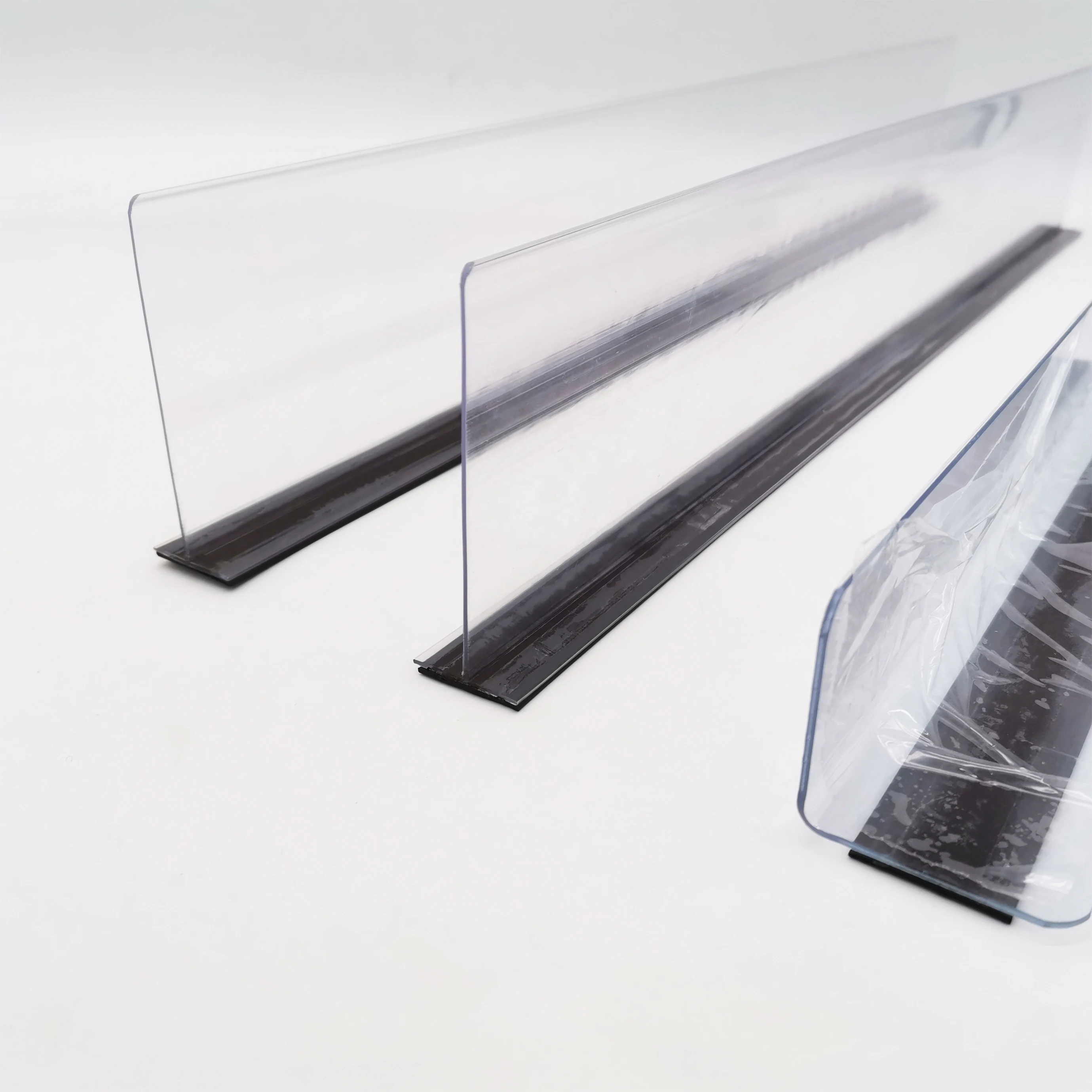 

Shelves Stopper Rails Clear Plastic Product L Shape Breakable Magnetic Shelf Divider for Supermarket Grocery