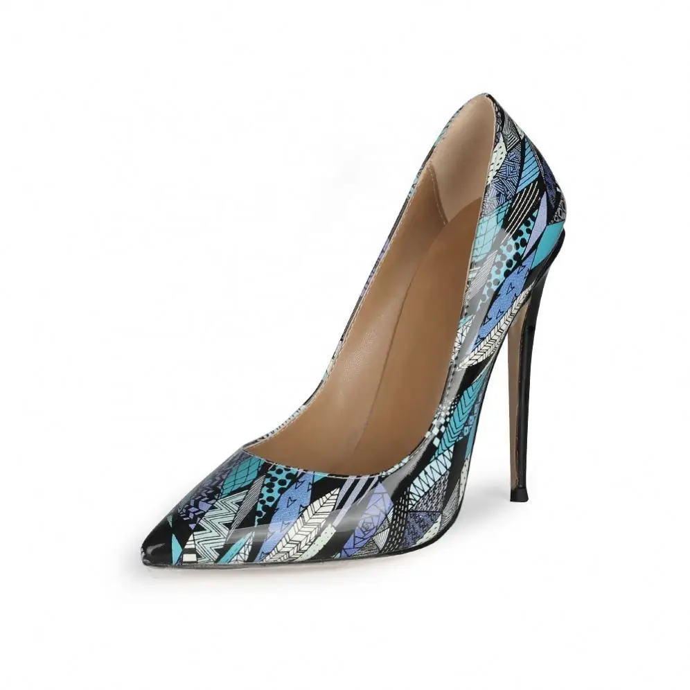 

Cartoon Waterproof Patent Leather Upper Women Dress Shoes High Heels Office Ladies Stilettos Pumps Customized Big Size 47, Blue,pink