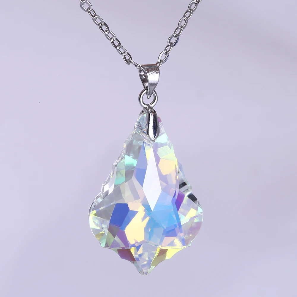 

K9 Glass Baroque Shape Charm Crystal Pendant, Crystal ab, vitrail light, bermuda blue, golden shadow, silver night