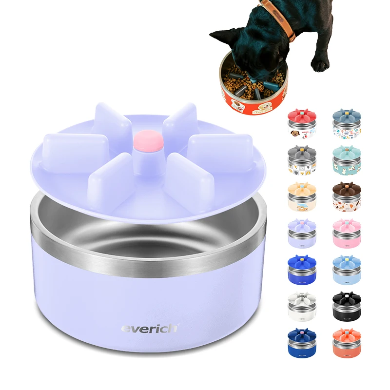 

Custom Double Wall Vacuum Insulated Stainless Steel Dog Bowl Pet food Feeder water slow feeding cat bowl