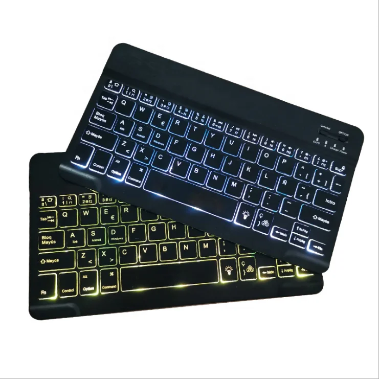 

7 colour backlight ABS mini bluetooth backlit metal keyboard for Ipad mini 1 2 3 4 5 ipad air 1 2 ipad 10.2 10.5 10.9, More colors
