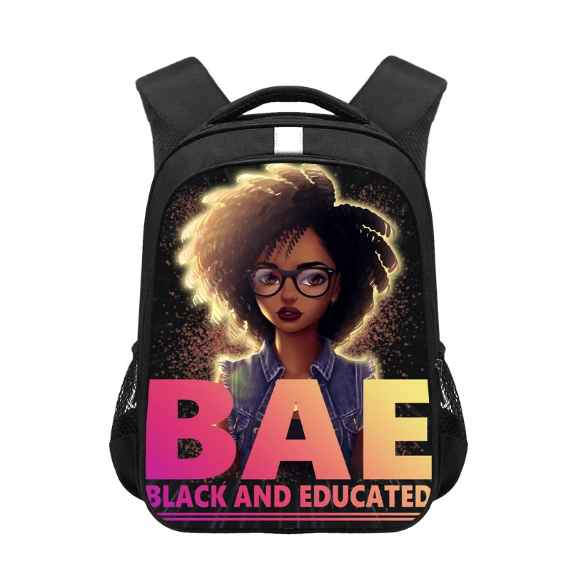 

Afro Black Girls African Backpack Children School Bag Print 16 Inches Backpack School Rucksack Bag for High School Girls Mochila, Black with graphic prints