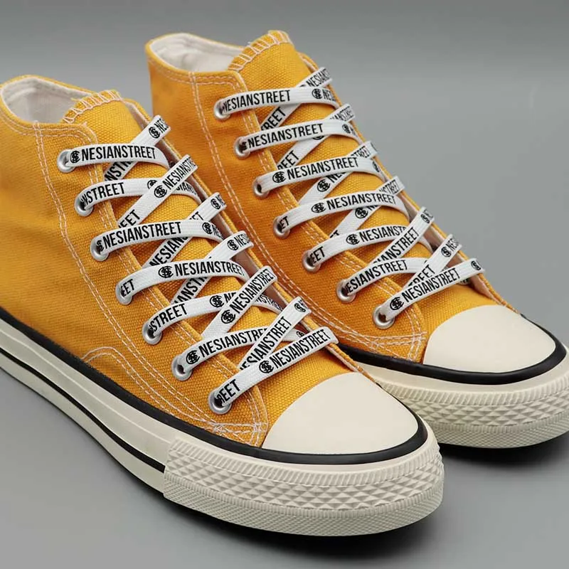

Custom Double-sided Printing Shoe Lace Ribbons Shoelaces Polyester Heavy Duty Sneaker Lacing printed flat laces white