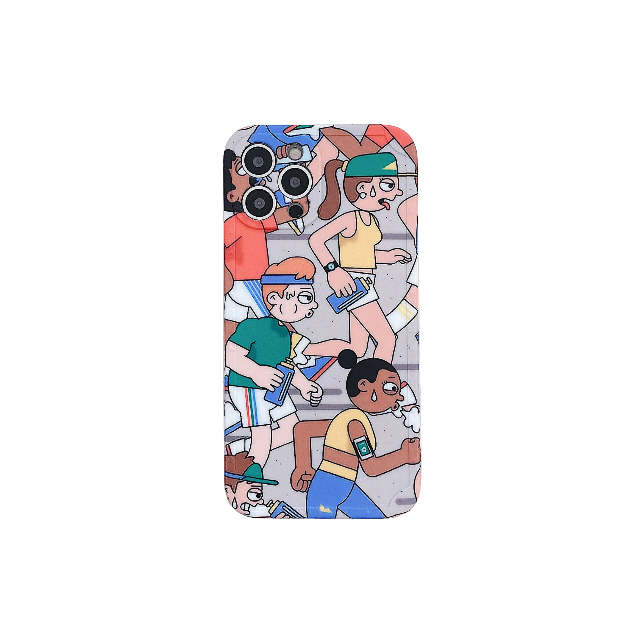 

2021 Creative Marathon Running Cartoon Straight Edge Dot IMD Phone Case For iPhone 12 Pro MAX XS XR 8 Plus Clean IMD Cover Coque