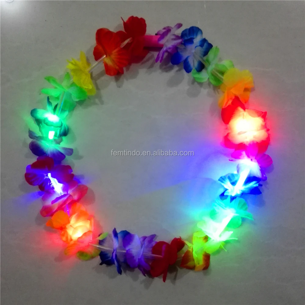Hawaii Led Flower Garland Necklace Lei 2 Artificial Flower Wholesale