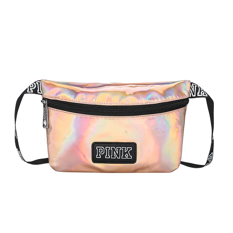 

Amazon Top Sales 2020 PU Laser Waist bag PINK Holographic Fanny Pack Bum Bag Travel Beach Shiny Belt bag, 6 colors