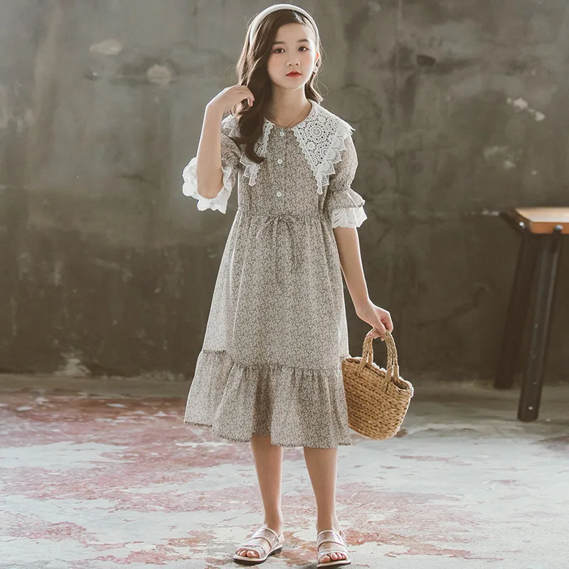 

Fashion Girl Summer Clothes Children Dress 2020 New Big Girls Dresses Kids School Ruffles Teen Baby Princess Dress, As picture