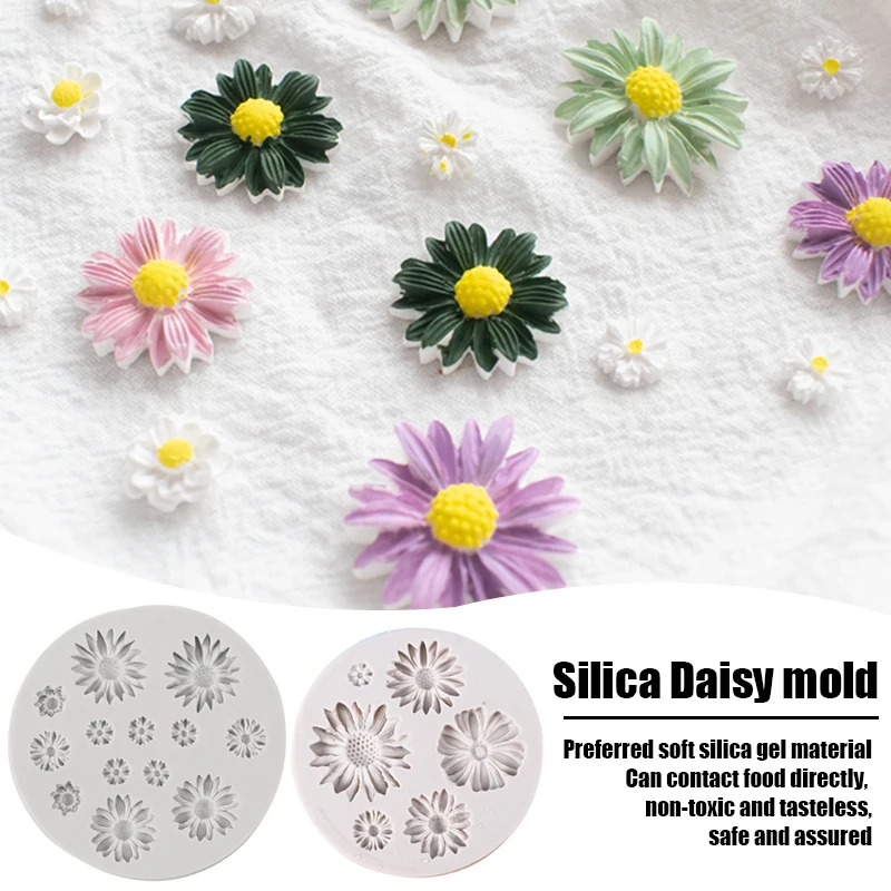 

Daisy Wild Chrysanthemum Flower Shape Silicone Mold Sugarcraft Chocolate Cupcake Baking Mold Fondant Cake Decorating Tools, Light grey