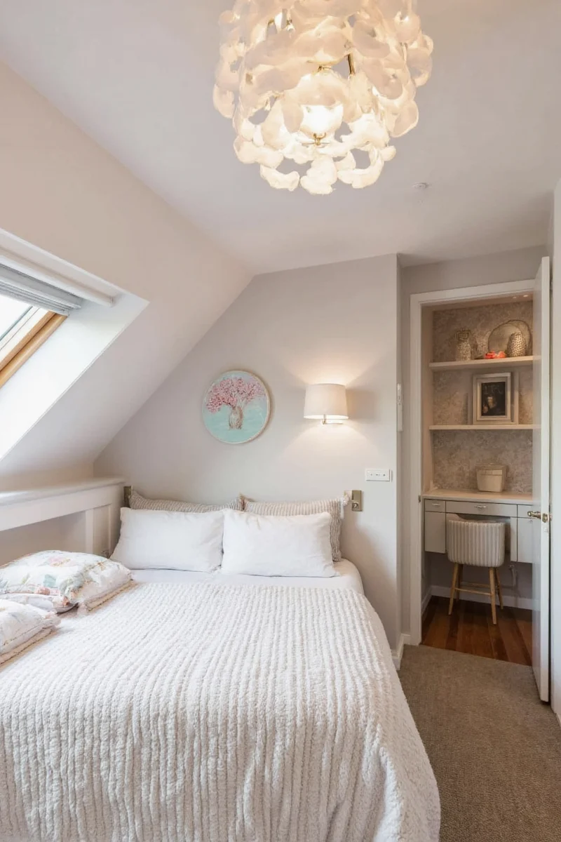 Queen-sized bed with built-in drawers and side tables