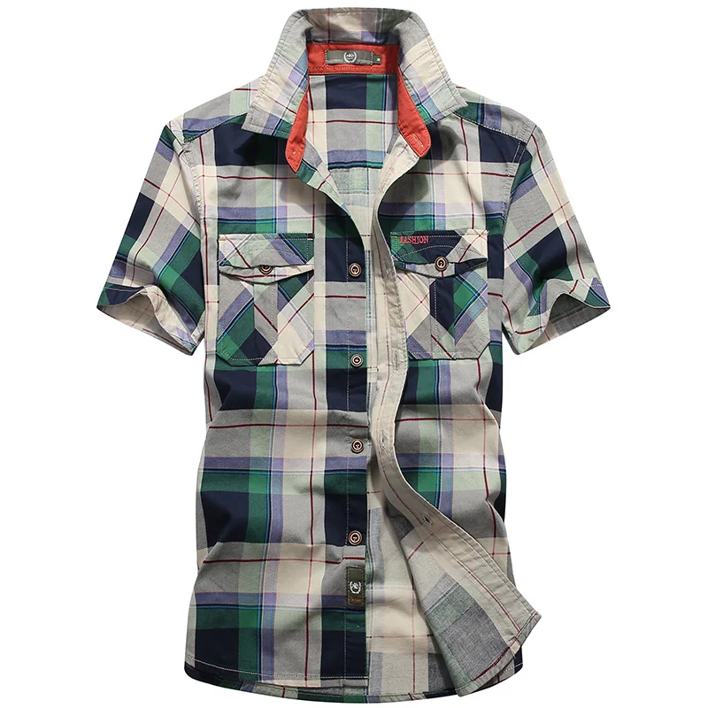 

Young Design 100% Cotton Shirts Short-Sleeve Plaid Men'S Shirts