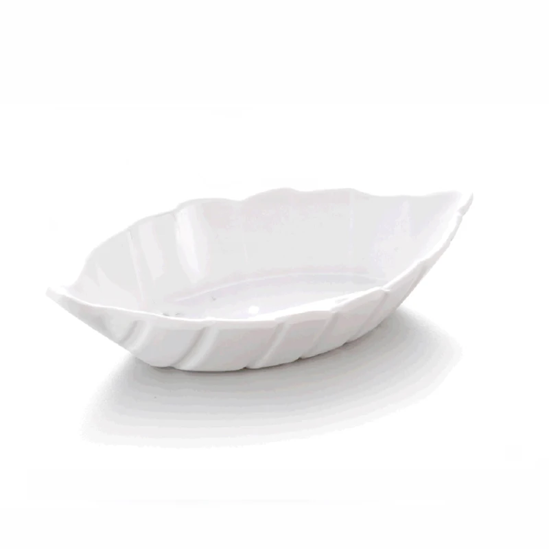 

Restaurant small white melamine irregular condiment dishes plastic sauce round plate