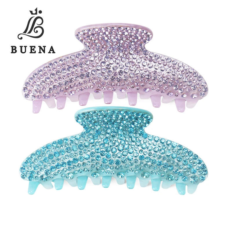 

Expensive Covered in Rhinestones Women Hair Claw Large Size 10.8cm Strong Acrylic Hair Grip Colorful Rhinestones Hair Claw Clips