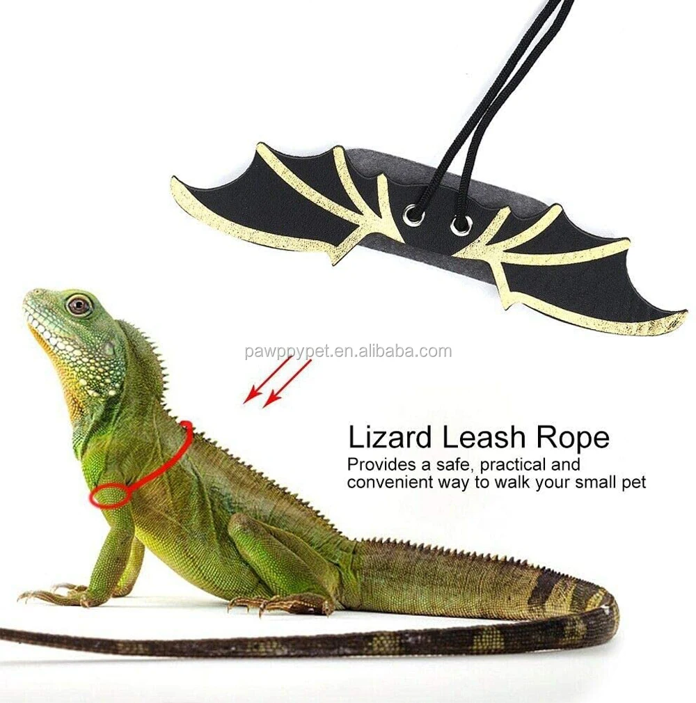Zerodis Pet Lizard Reptile Leash Adjustable Cable Lightweight Harness Hauling Leather Traction Rope Animal accessory for Pets Small Animals M