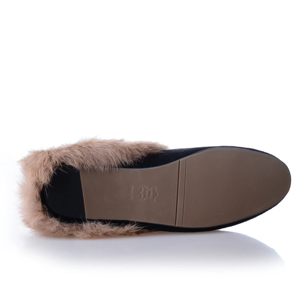 
Closed Toe Mules Shoes Women 2020 Slippers Fur Mules Leather Winter Backless Loafers Ladies Low Heel Mules 