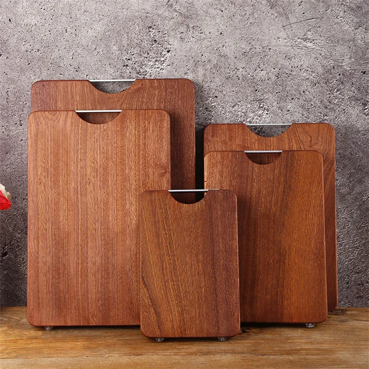 

Custom Natural Wooden Chopping Board Butchers Block Non Slip Large Ebony Wood Cutting Board with Handle