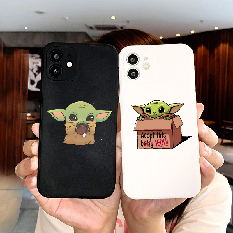 

Cartoon baby Phone Case for iPhone 13 12 11 Pro Xs X XR Max 8 7 SE 6 6S Silicone Cases Soft Black Cover Built-in canvas, 18 colors