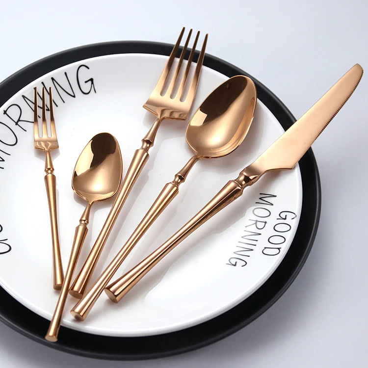 

Fashion 304 Stainless Steel Spoon Forks Set Metal Cutlary Wedding Rose Gold Cutlery, Ilver, gold, rose gold, black, rainbow