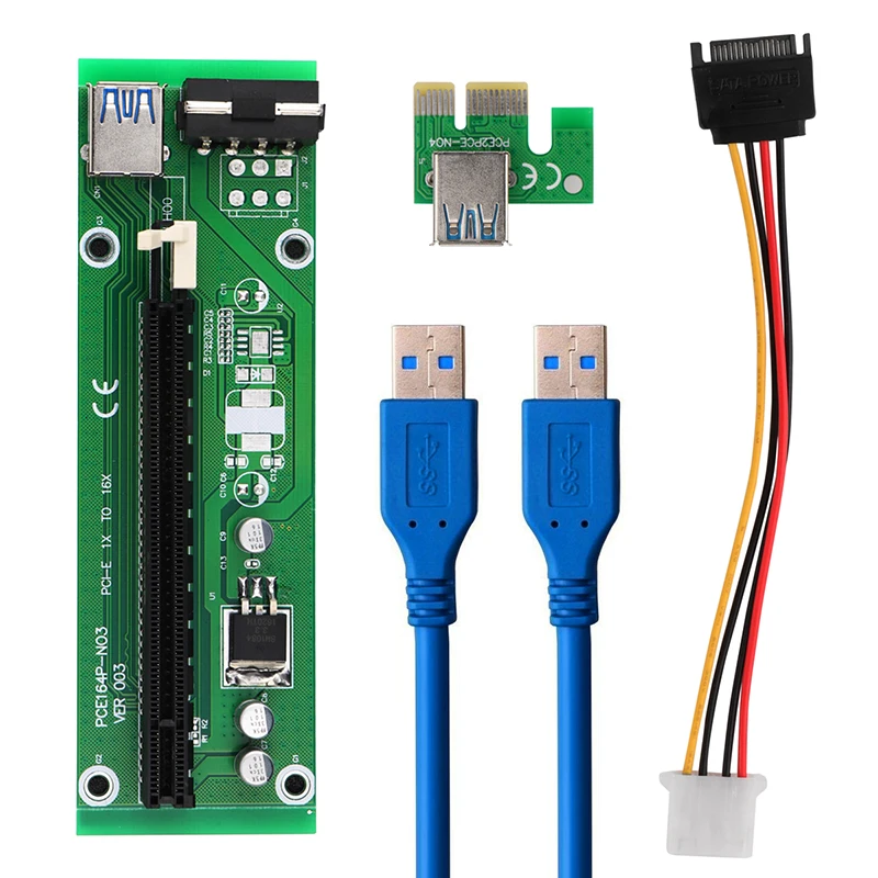 

USB 3.0 PCI-E Express 1x to 16x Extender Riser Card Adapter SATA Power Cable