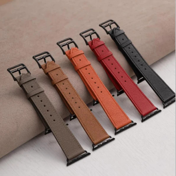 

French Epsom Custom Apple Watch Bands 38mm 41mm 42mm Leather Strap Watch Men Women Leather Watch Bands, Multi color