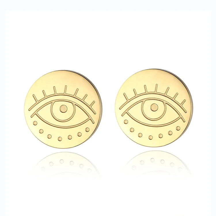 

French stainless steel Gold-Plated Earrings Simple Design Sense Net Celebrity Female Devil'S Eye Oval Earrings, Picture