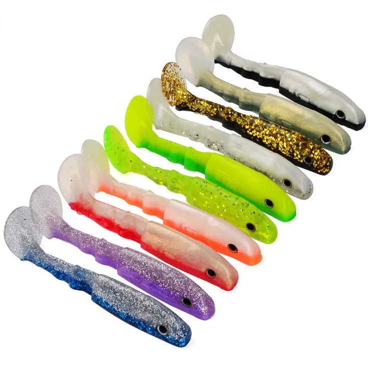 

New style soft baits big t-tail soft worms 10cm 9g crank hooks 10 colors soft bait
