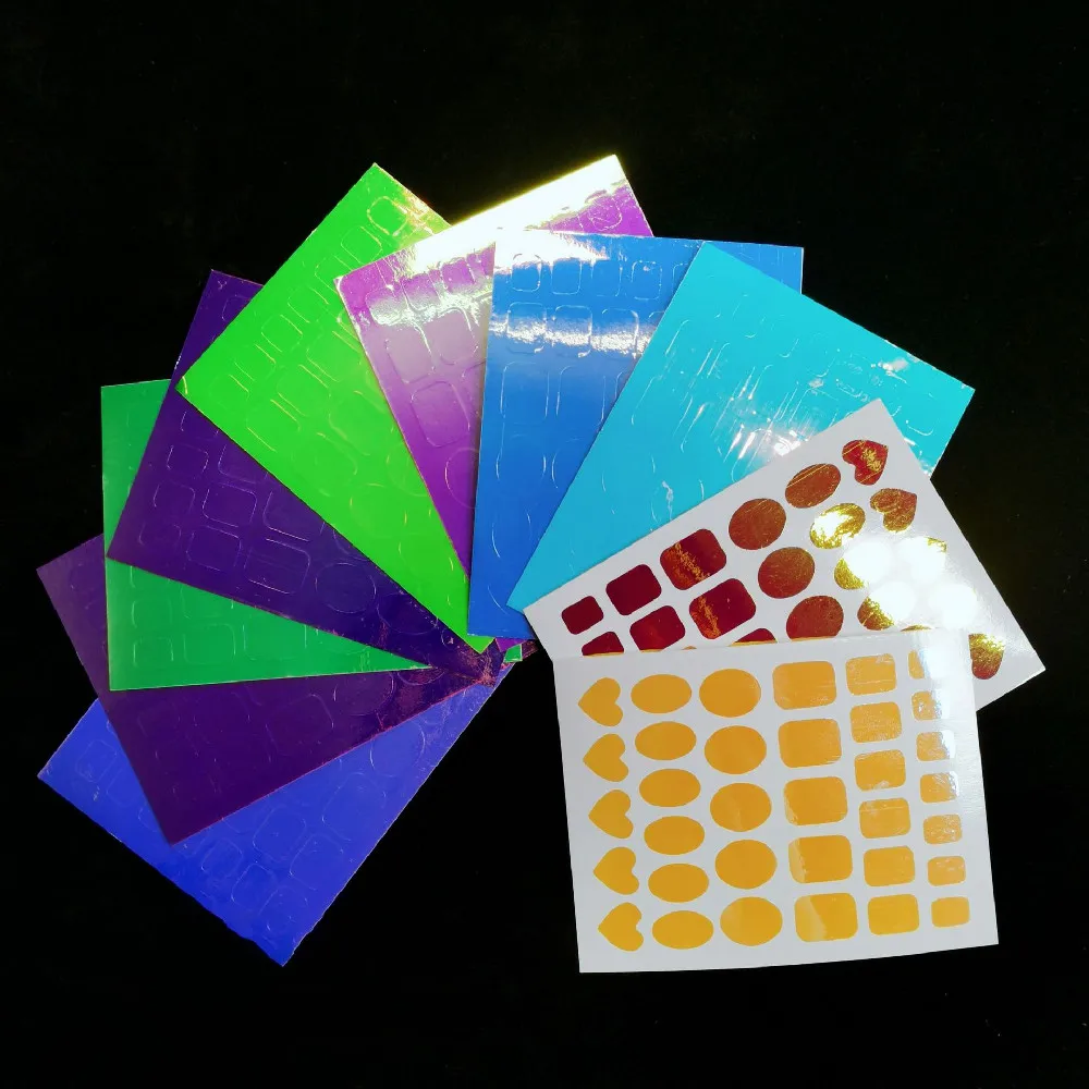 

Nail art comes with viscose ice cube cellophane laser sticker mermaid magic color sticker 16 color set, Multicolor