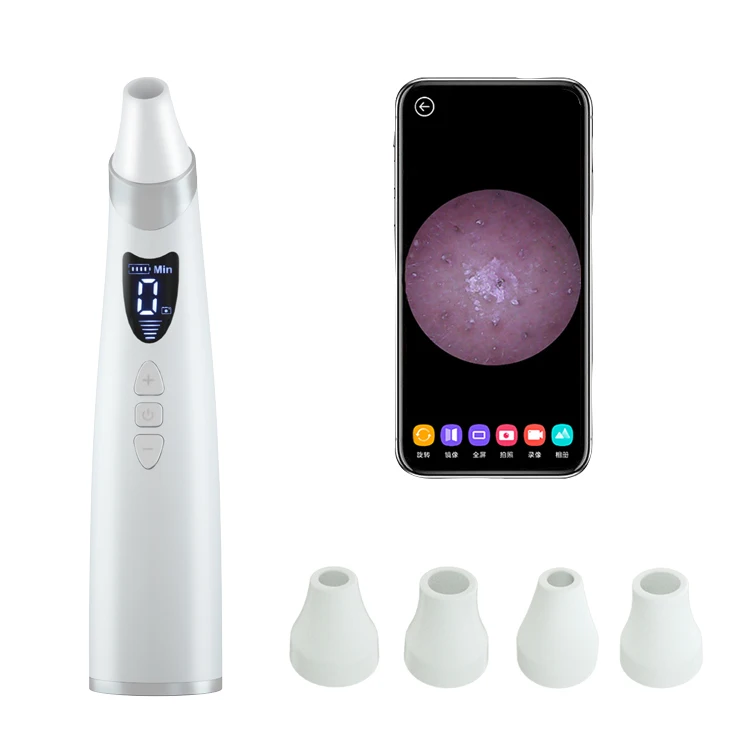 

Mini With Camera Custom Logo Rechargeable Blackhead Remover Machine Kit Facial Nose Pore Vacuum Blackhead Remover, White